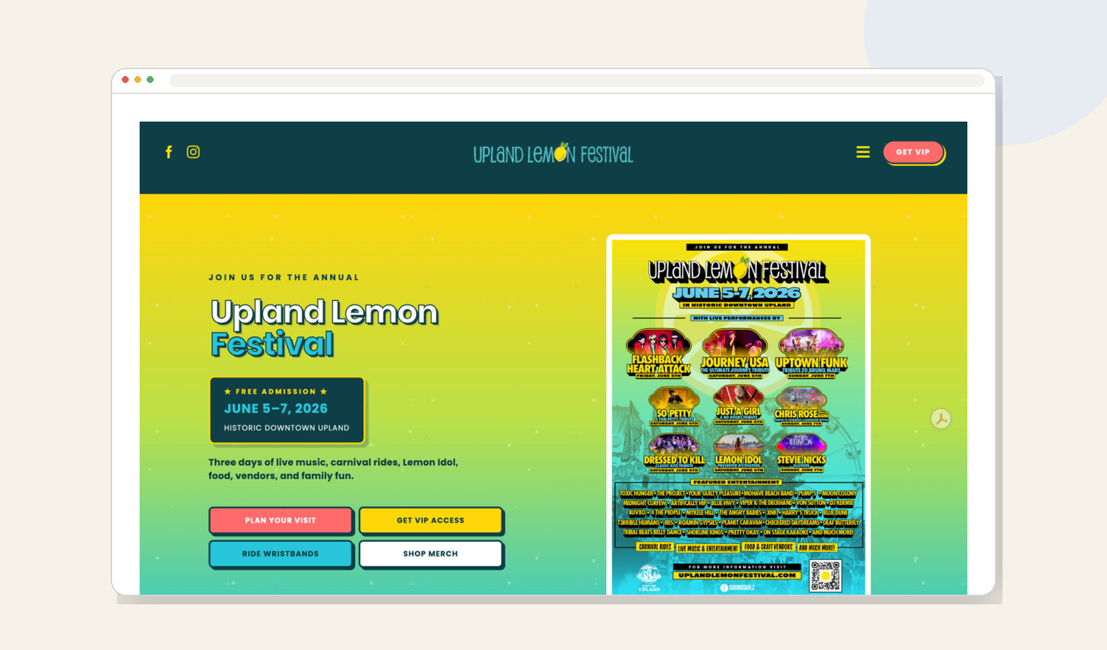 Festival and event marketing work: event websites and social campaigns for festivals in multiple states